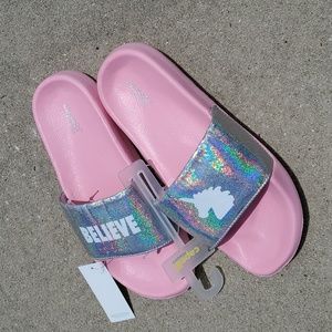NWT Holographic Unicorn Slides